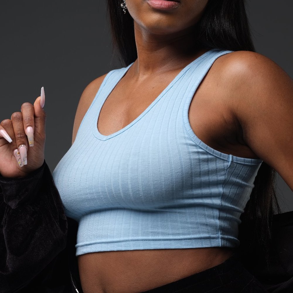 Blue "Maya" Crop Top